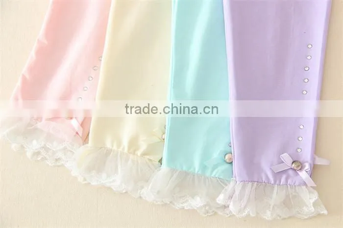 good material 100% cotton girls dress leggings colorful children trousers kid casual pants for selling