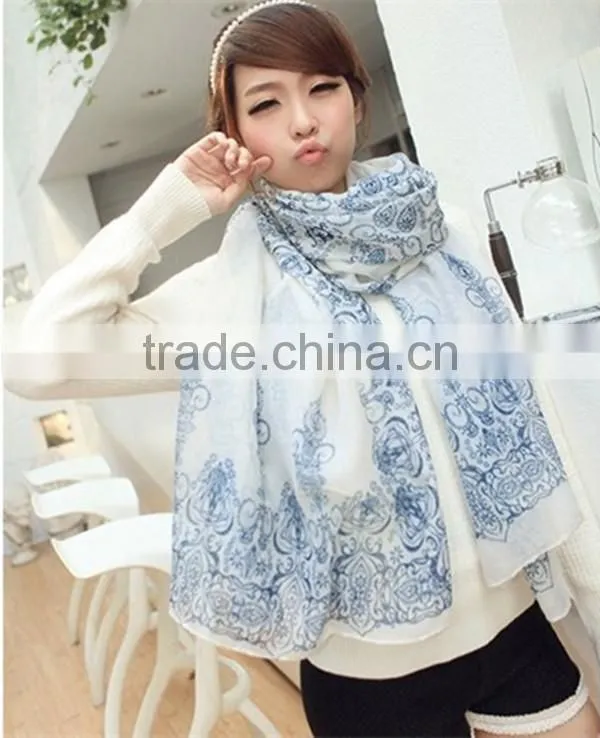 Hot sale chinese style 5 color choice high quality lady chiffon material shawl fashionable scarf