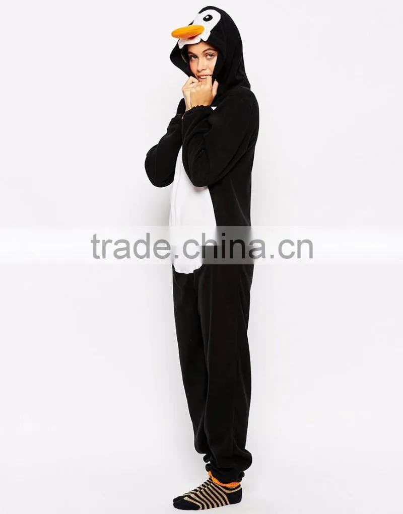 Hot selling relaxed fit penguin design onesie women wholesale adult christmas pajamas