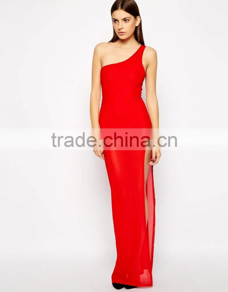 Vivo Mesh One Shoulder Maxi Dress