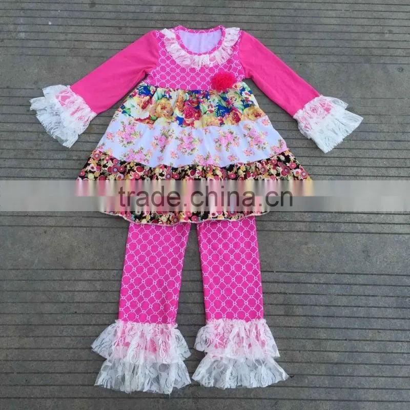 Hot sale baby clothes remake trousers ruffle sets pure red pants kids clothing cotton trim