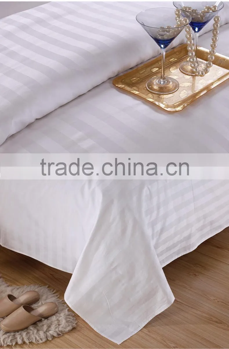 100% cotton duvet cover sets 3cm strips jacquard design white color bed sheets sets