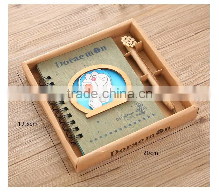 New Style Cute Design Doraemon Cartoon Wooden Anime Paper Notebook