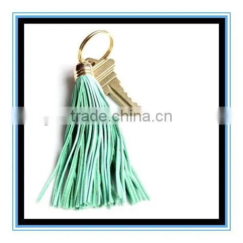 Fashion women multiple colors leather tassel keychain