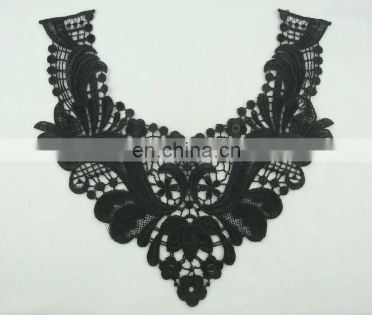 2017 latest custom embroidery neck design lace collar for wedding dresses
