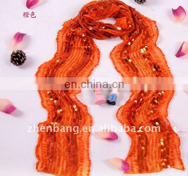 Jewellery Embroidered Long Silk Scarf