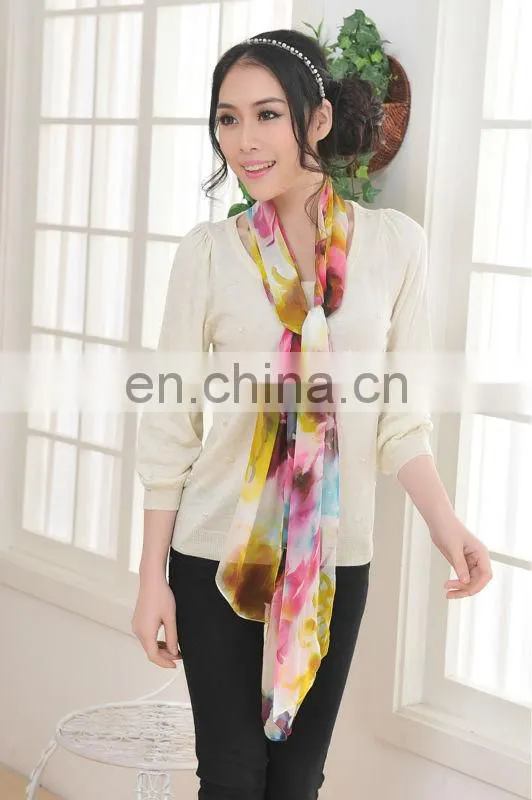 Fashion Ladies 100% Silk Chiffon Scarf