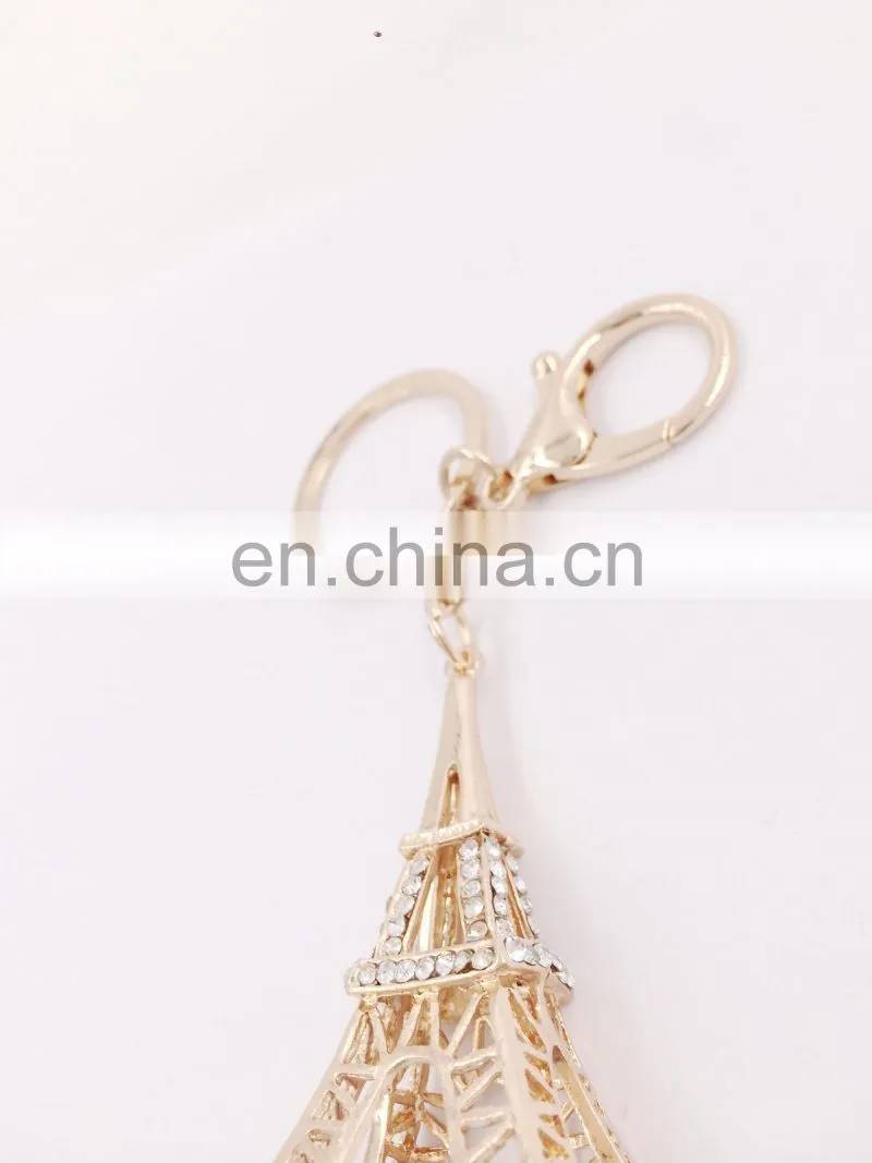 Metal Crystal Iron Tower Keychain Handbag Decoration Fashionable Delicate Gift