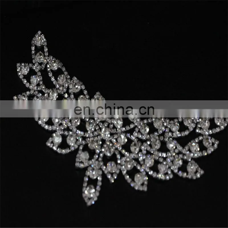 Wholesale flower Crystal Beaded Bridal Crystal Rhinestone Applique for decoration