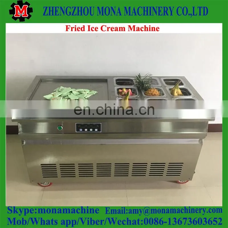 Widely Welcome Double 50cm round pans with 10 cooling barrels/tanks Thai fried ice cream machine for sale