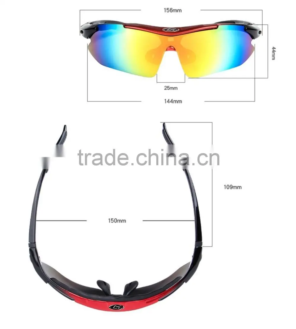 Polarized Sports Sunglasses with 5 Interchangeable Lenses for Men Women Cycling Running Glasses