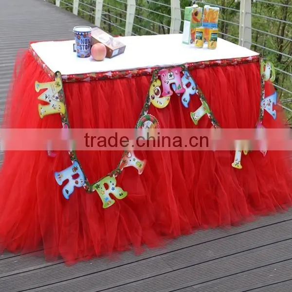 Slumber Party Tutu Tulle Table Skirt Cover Purple SD103