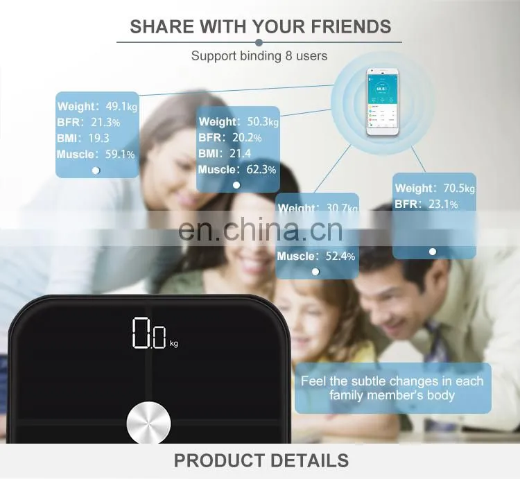Smart Body Fat Analysis Electronic Weighing Scale Wireless Smart Scale And Body Analyzer