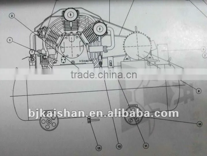 KS40-3.0kw,0.4m3/min,0.8Mpa,Suitable for 16 hours of continuous operation KS series reciprocating air compressor