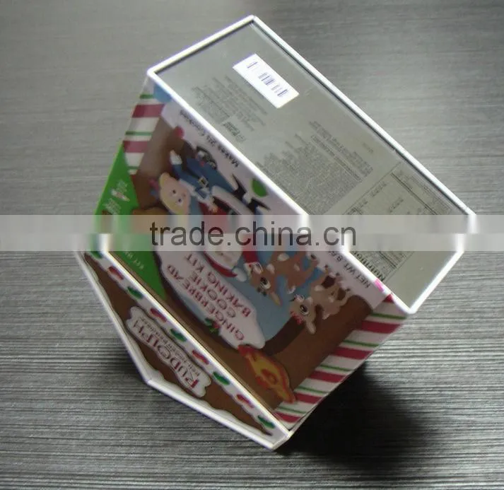 house shape cookie tin box