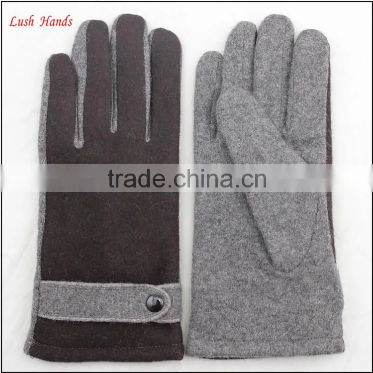 men simple brown woolen hand gloves men with belt
