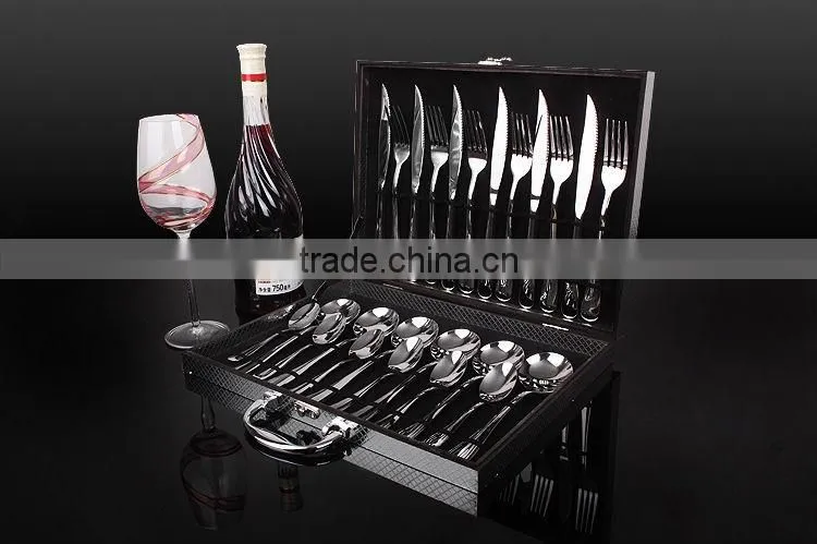 24pcs With Box Stainless Steel Tablewear Knife Fork Spoon Teaspoon Camping Cutlery Set
