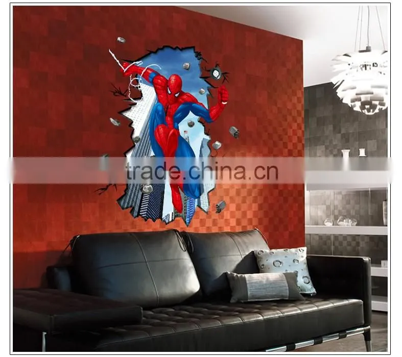 2016 3d Vinyl Wall Stickers For Kids Rooms Pvc Wall Decals Home Decor 3D Super hero Wholesale