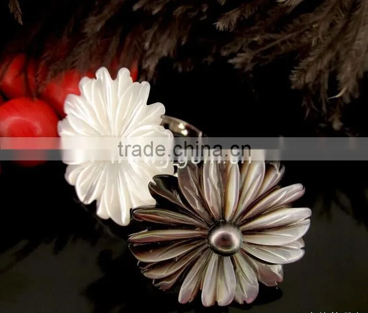 Trending products river shell mother of pearl carved flower for unisex gift!