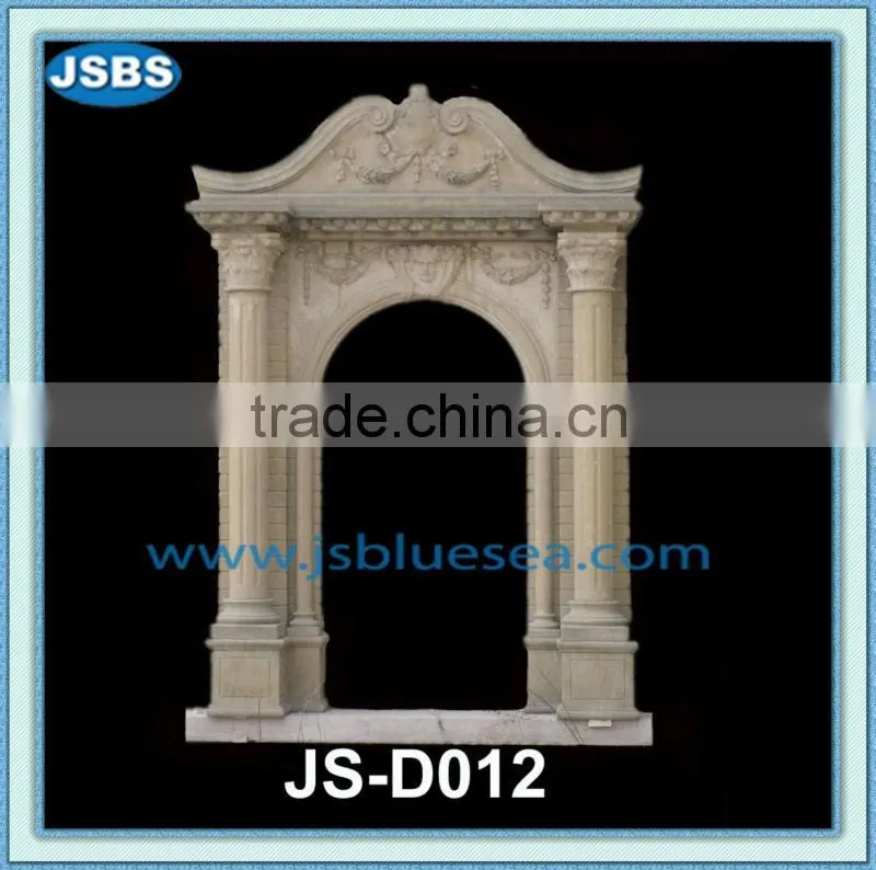 yellow marble column carved door surround