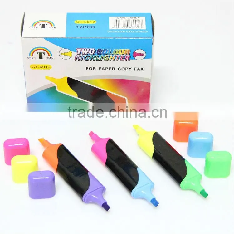 Multi color high quality W6012 double shape flourescent marker