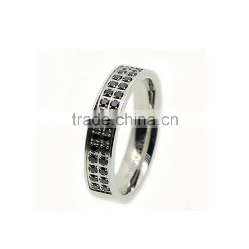 Stainless Steel Jewelry Channel Setting Steel Diamond Round Ring SR-7041