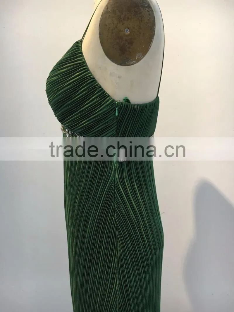 Floor Touching Chaozhou Emerald Green Evening Dress in China