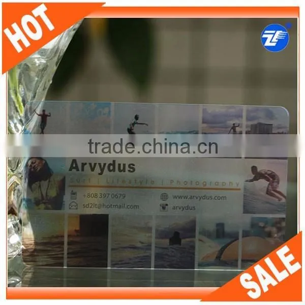 Pretty plastic transparent business card with silver foil stamping