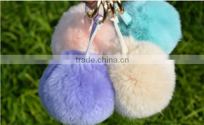 New Arrival Big soft Rabbit Fur Ball key chain