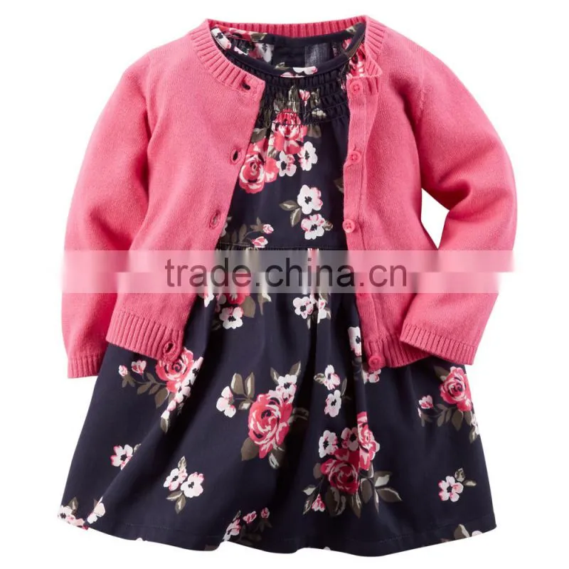 Summer baby and girl's cotton printed cardigan dress