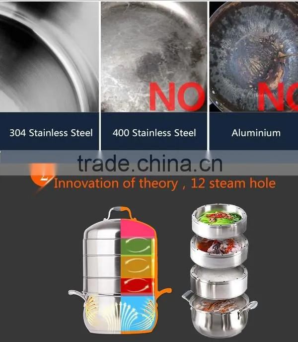 Sandwich bottom stainless steel cookware steam cooking pot