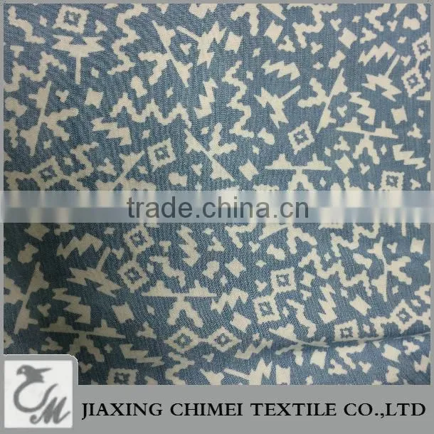 jiaxing warp and weft slub with printed pattern of tencel denim for denim jean