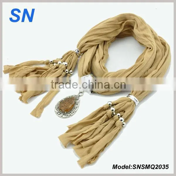 Silver round resin pendant scarves