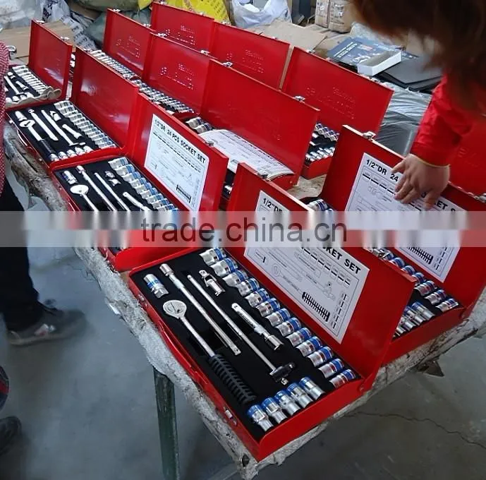 24PCS 1/2"Dr. 50BV30 high-quality material universal joint metal box chrome vanadium Material socket set (KS-4024AA-R12)