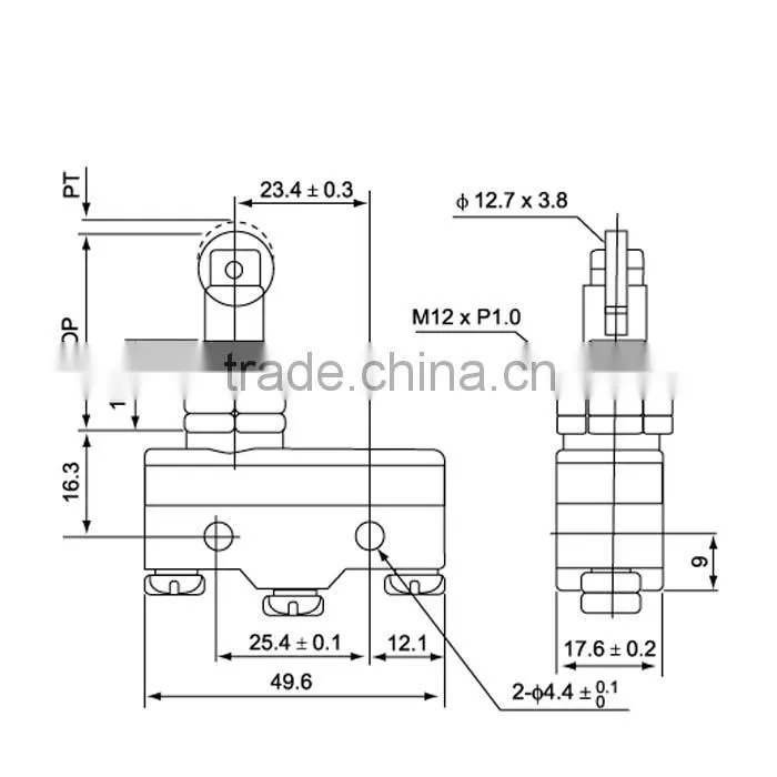 roller lever type pneumatic limit switch