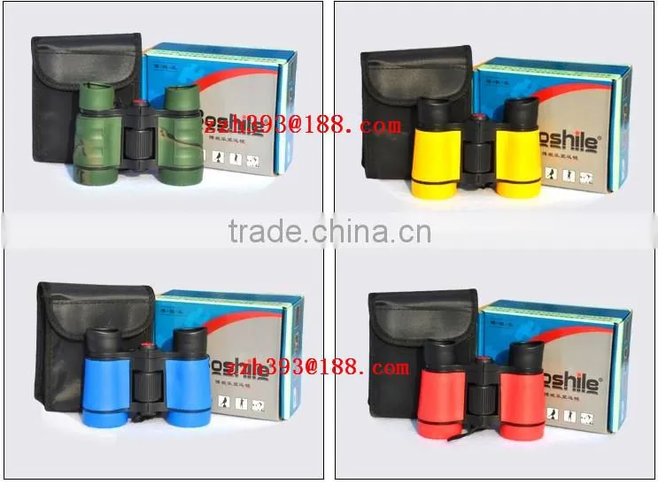 Made in China color toy binoculars , children binoculars ,kids plastic gift binoculars Environmental rubber toy telescope 4X30