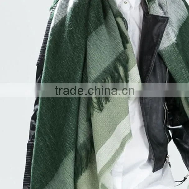 Green Tassel Fringe ,Oversize Tartan Pashmina Scarf. Striped Tartan Scarf,Tartan Pashmina Scarf,