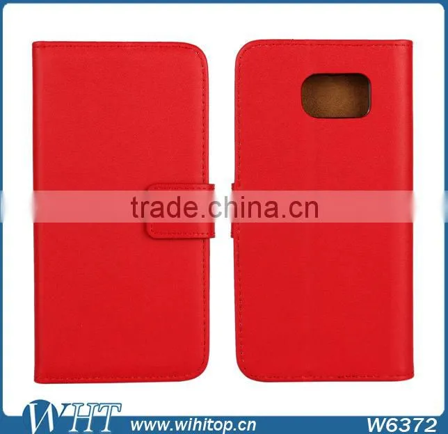 Genuine Leather Booklet Case for Samsung Galaxy S6 with Stand Card Holder