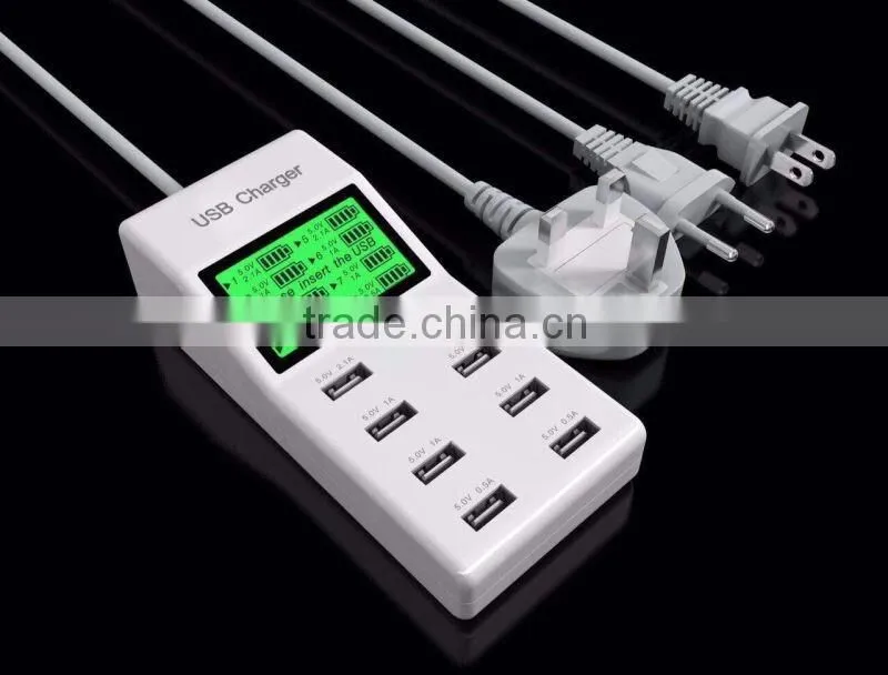 High Quality 8 Port USB Power Adapter Charger with LCD Display