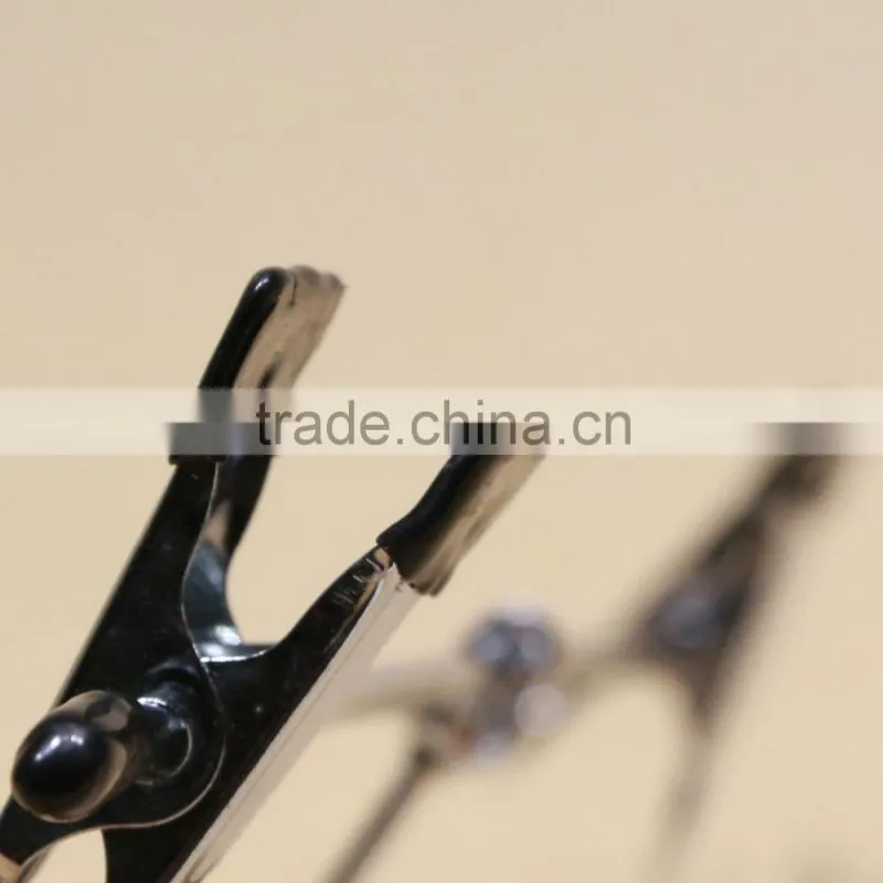 QD-K08 Chrome hook pant metal hanger dry cleaner wire hanger with two clips