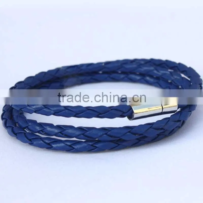 NEW Fashion Handmade Leather Wrap Wristband Cuff Punk Magnetic Buckle Bracelet