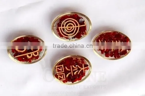 Sanskrit Orgone Oval Chakra Set With Coil : Wholesale Chakra Set Supplier