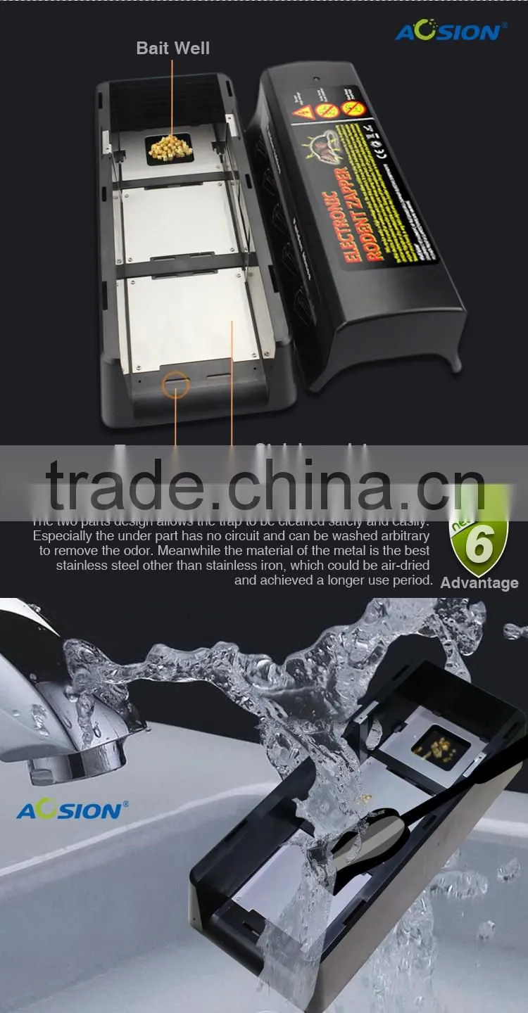 Aosion high efficiency Smart Sensor&high voltage electronic rodent zapper for housing use