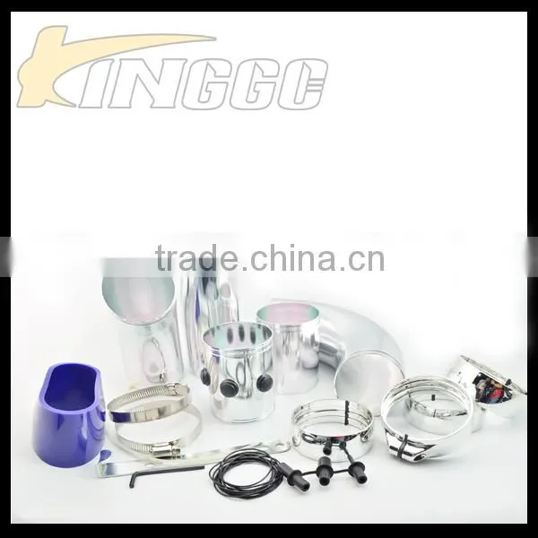 Universal Silver Car Air Filter Intake Pipe, Adjustable Aluminum Cold Air Intake Pipe