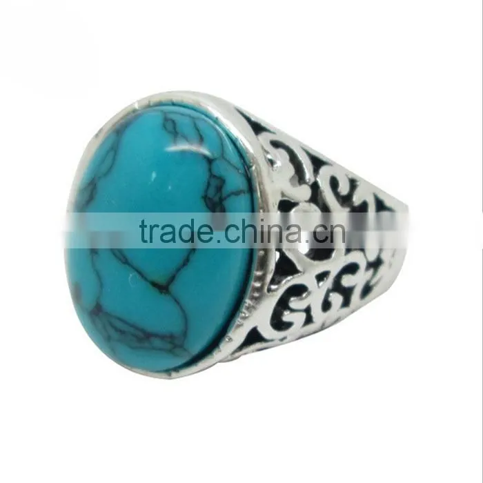 High Quality and Luxury Fashion Antique turquoise blue stone ring