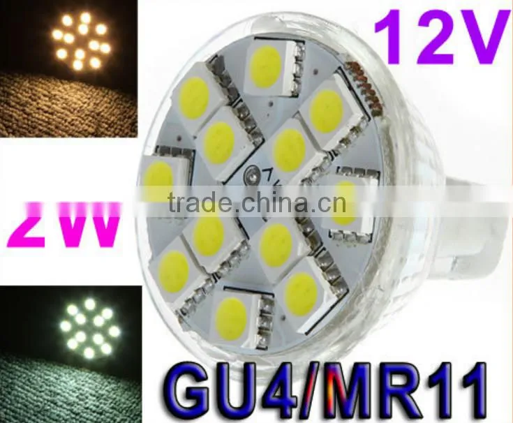 2W MR11 GU4 120-144LM LED Bulb Lamp 12 SMD5050 Warm White/White LED Lamp Spotlight