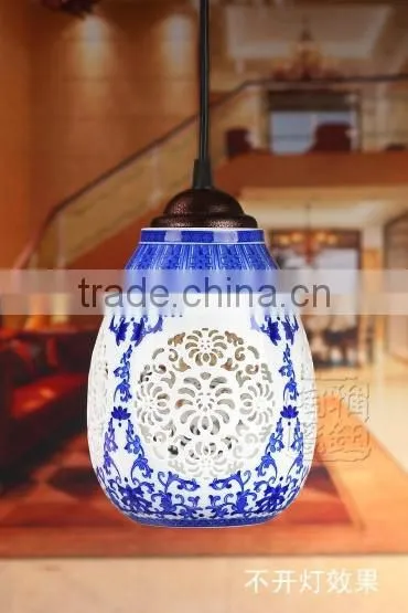 Vintage LED Pendant Light Blue White Porcelain Chandelier Star Jingdezhen Ceramic Loft Coffee Bar Restaurant Kitchen Lights