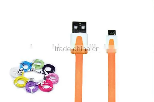USB2.0 A to Micro USB B Data Sync Charge Cable Noodle Type Flat Pink