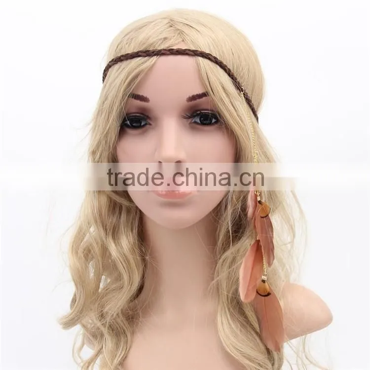 indian feather elastic hand fashion head band