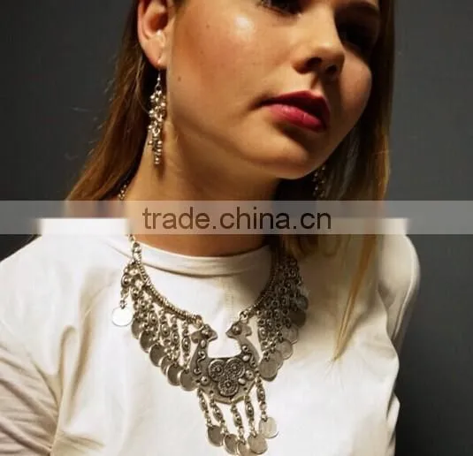 2016 Fashion Coin Tassel Bohemia Gypsy Vintage Choker Collar Statement Necklaces
